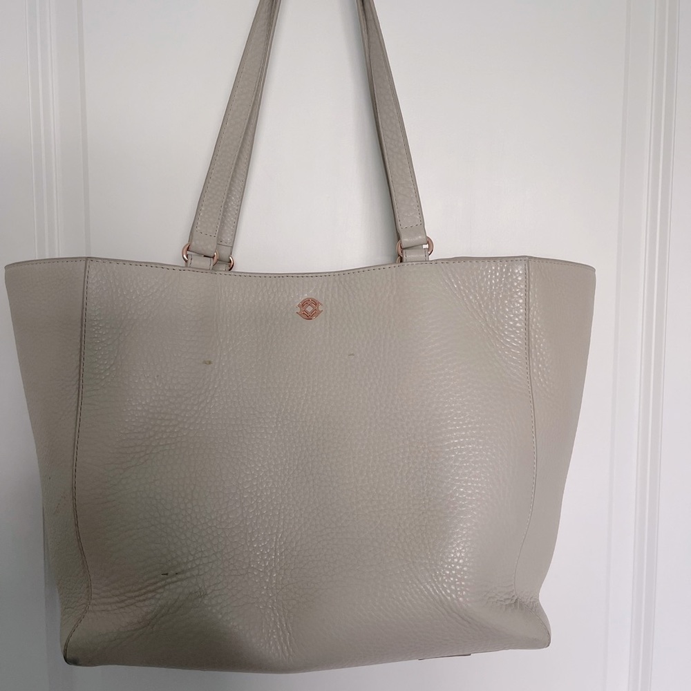 Dagne Dover Allyn Leather Tote in Bone